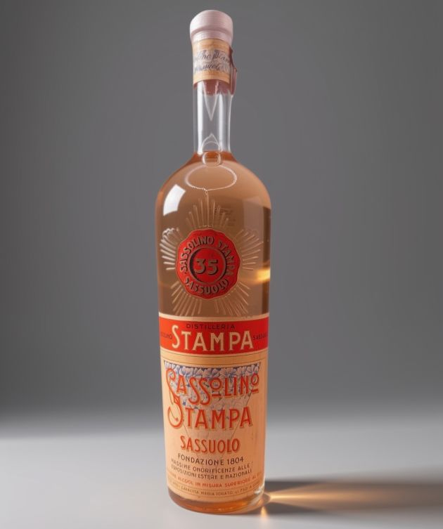 Liquore SASSOLINO - Distelleria STAMPA - sigillo Stella '1950s