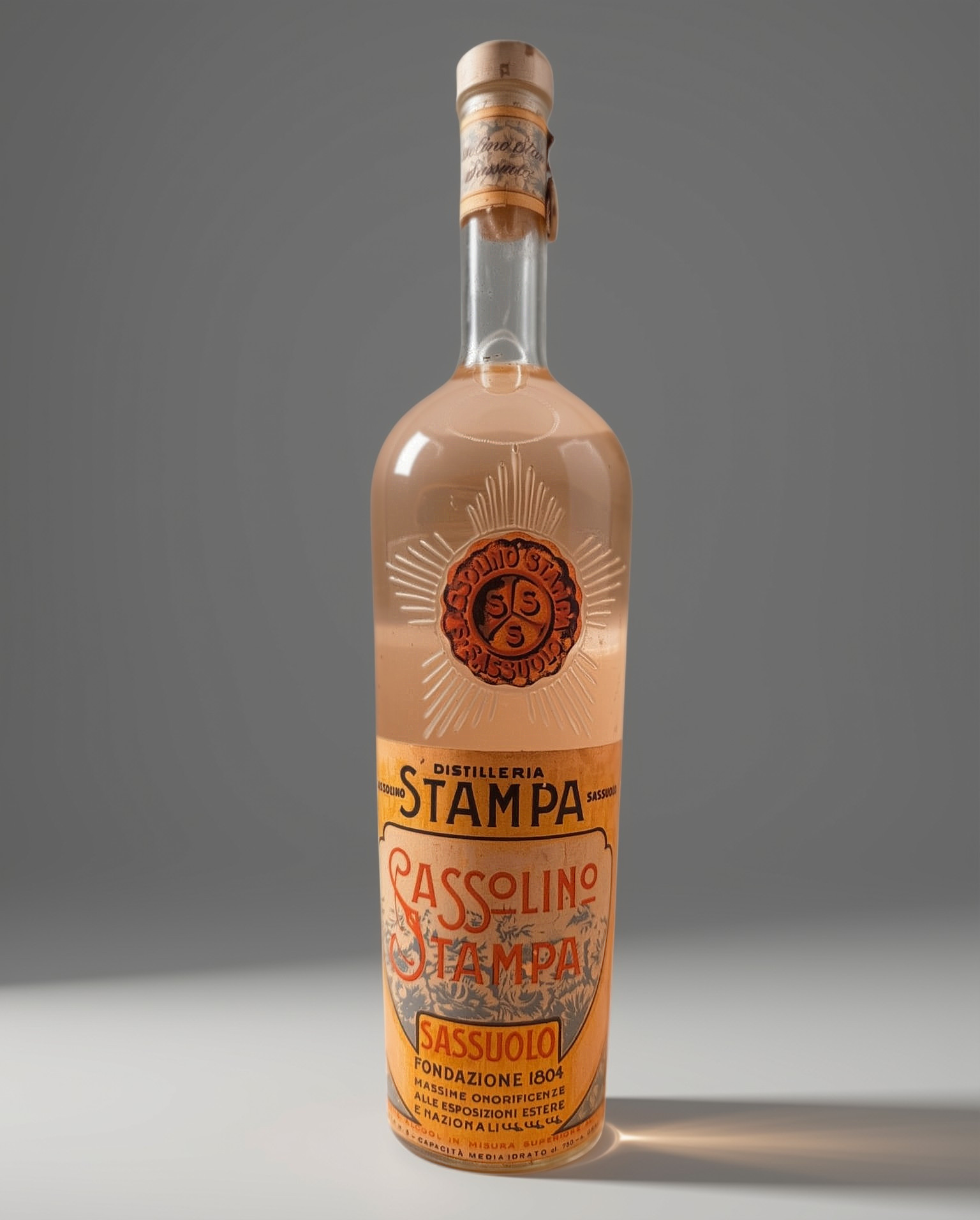 Liquore SASSOLINO - Distelleria STAMPA - sigillo Stella '1950s