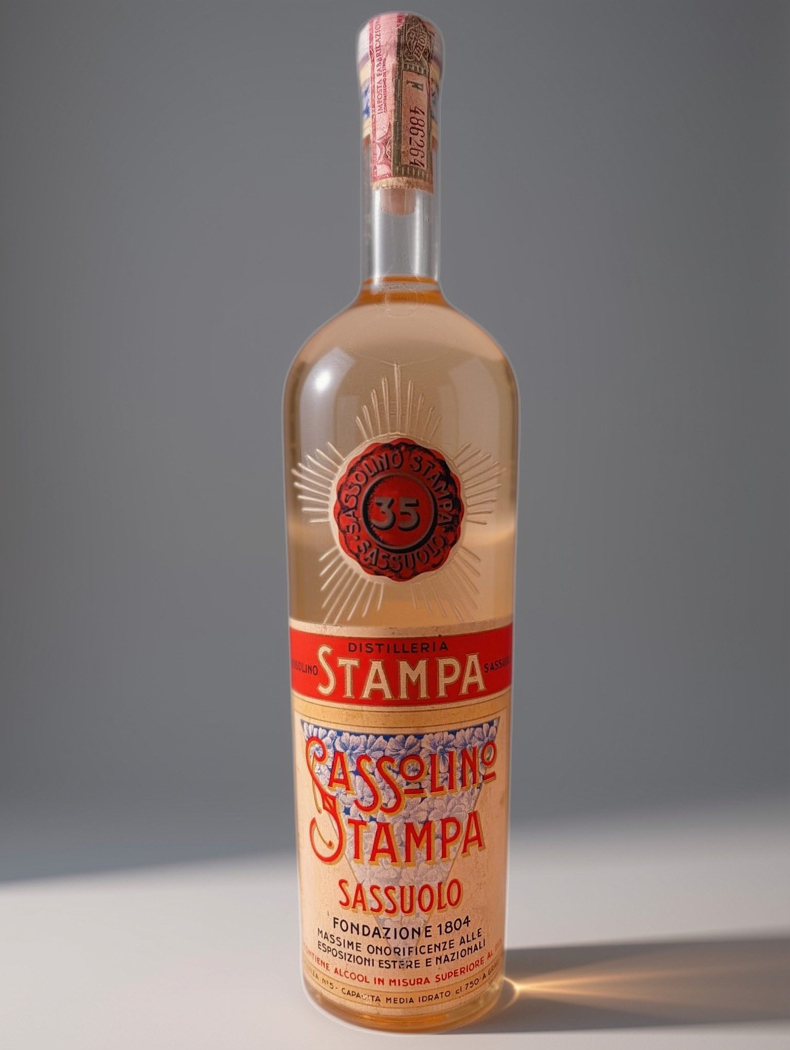 Liquore SASSOLINO - Distelleria STAMPA - sigillo Stella '1950s