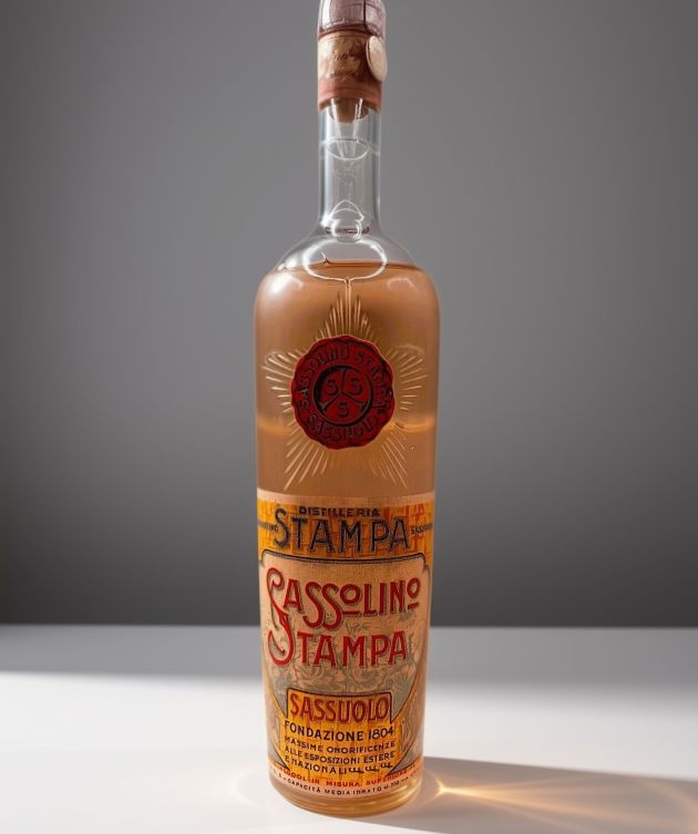 Liquore SASSOLINO - Distelleria STAMPA - Sigillo Testa '1940s
