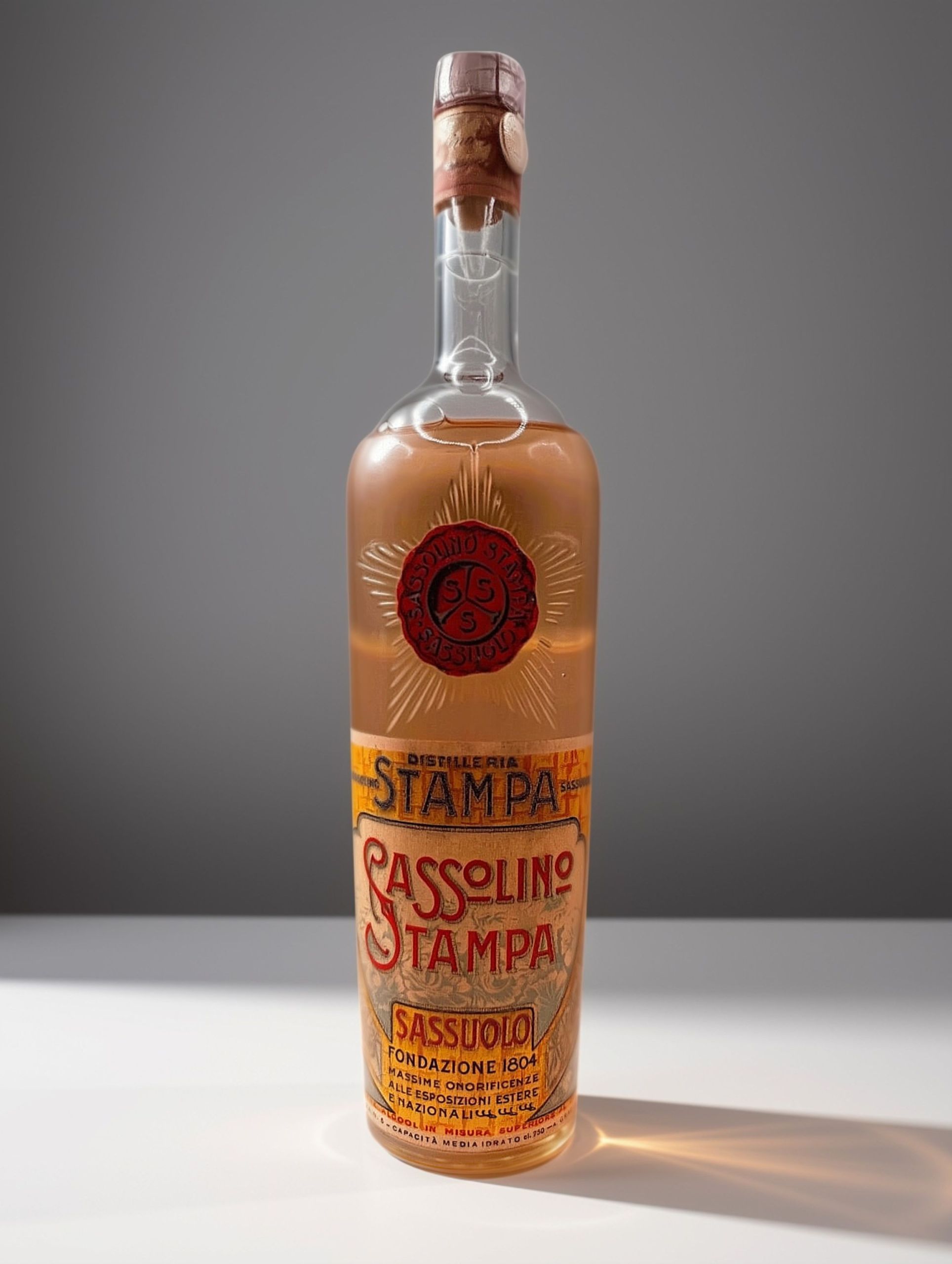 Liquore SASSOLINO - Distelleria STAMPA - Sigillo Testa '1940s